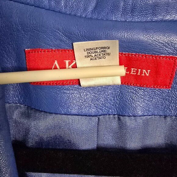 Anne Klein - Women's Plus Size 22W - Blue 100% Leather - Blazer - Business - Picture 4 of 10